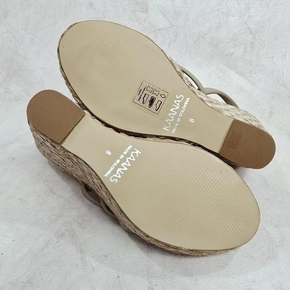 Kaanas - 8 M Margaritas Raffia‎ Strappy Wedge Sandal In Sand Leather